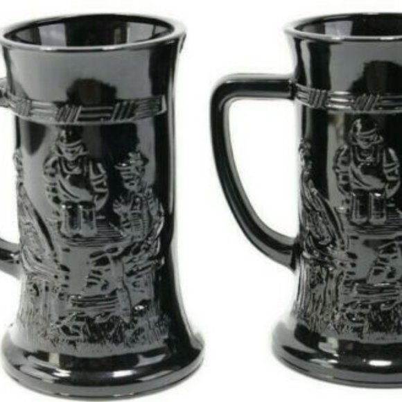 Japanese Black Ceramic Tall Mug Soldier Print - Picture 2 of 6